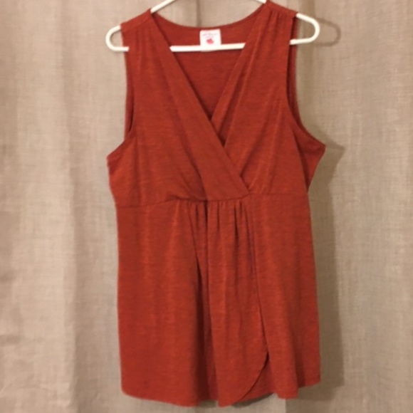 Two Hearts maternity shirt, top, false wrap, empire, orange & black XL - Picture 1 of 6